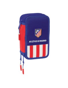 Pochette à crayons triple Atlético Madrid Bleu Blanc Rouge 12,5 x 19,5 x 5,5 cm 37 Pièces
