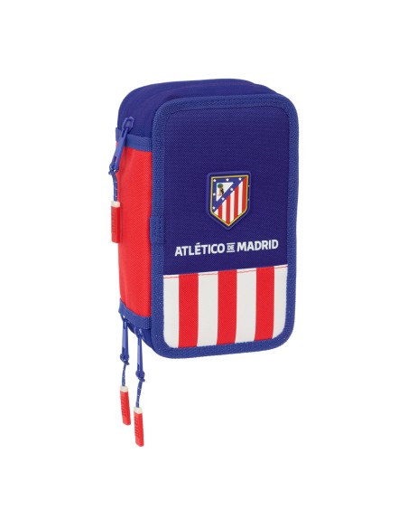 Pochette à crayons triple Atlético Madrid Bleu Blanc Rouge 12,5 x 19,5 x 5,5 cm 37 Pièces