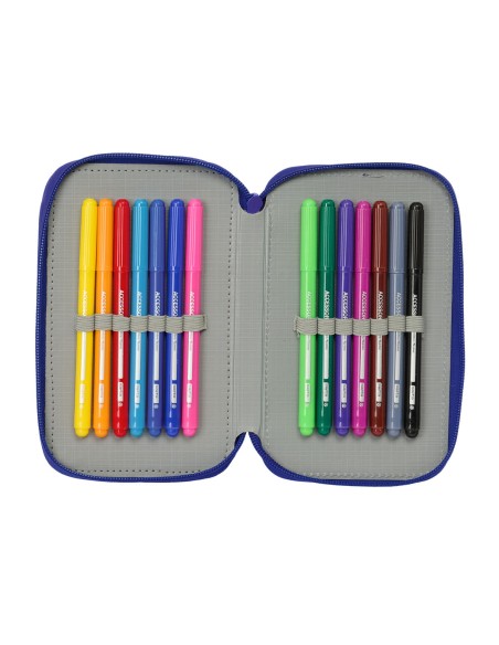Pochette à crayons triple Atlético Madrid Bleu Blanc Rouge 12,5 x 19,5 x 5,5 cm 37 Pièces