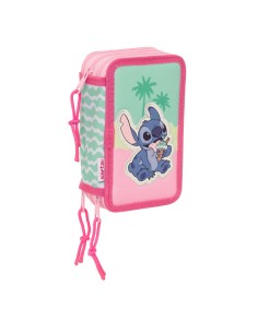 Pochette à crayons triple Lilo & Stitch Ice cream Rose 12,5 x 19,5 x 5,5 cm 37 Pièces