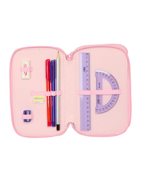 Pochette à crayons triple Lilo & Stitch Ice cream Rose 12,5 x 19,5 x 5,5 cm 37 Pièces