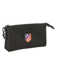 Trousse Fourre-Tout Triple Atlético Madrid Noir 22 x 12 x 3 cm