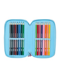 Pochette à crayons triple Lilo & Stitch Happy Bleu ciel 12,5 x 19,5 x 5,5 cm 37 Pièces 2