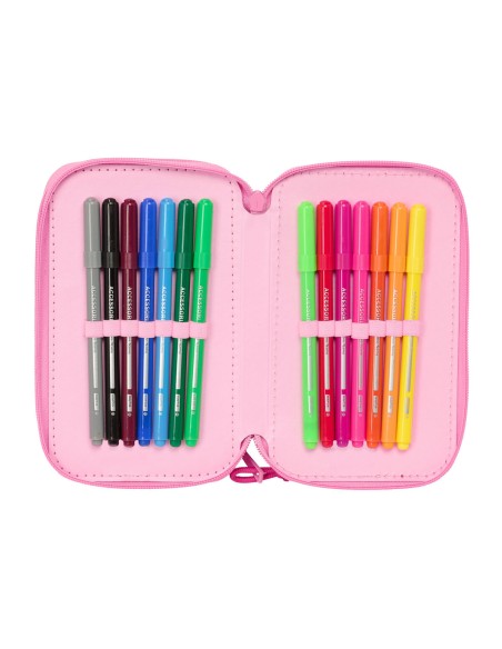 Pochette à crayons triple Lilo & Stitch Chill Rose Menthe 12,5 x 19,5 x 5,5 cm 37 Pièces