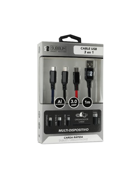 Câble Micro USB Subblim Premium 3in1