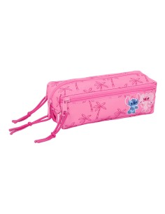Trousse Fourre-Tout Triple Lilo & Stitch Chill Rose Menthe 22 x 8,5 x 6 cm