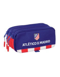 Trousse Fourre-Tout Triple Atlético Madrid Bleu Blanc Rouge 21,5 x 10 x 8 cm