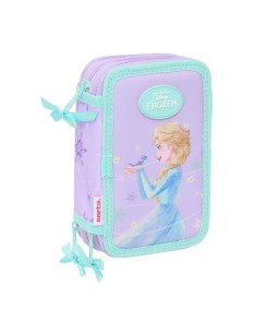 Pochette à crayons triple Frozen Spirit Lila 12,5 x 19,5 x 5,5 cm 37 Pièces