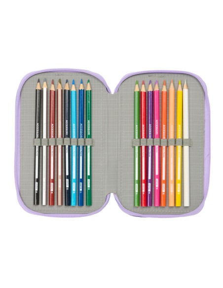 Pochette à crayons triple Frozen Spirit Lila 12,5 x 19,5 x 5,5 cm 37 Pièces