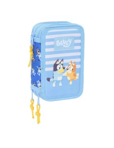 Pochette à crayons triple Bluey Let's play Bleu 12,5 x 19,5 x 5,5 cm 37 Pièces