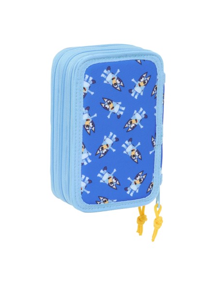 Pochette à crayons triple Bluey Let's play Bleu 12,5 x 19,5 x 5,5 cm 37 Pièces