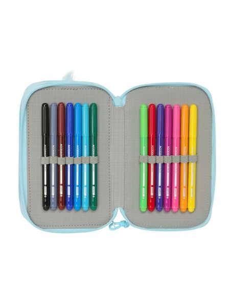 Pochette à crayons triple Furby Bleu 12,5 x 19,5 x 5,5 cm 37 Pièces
