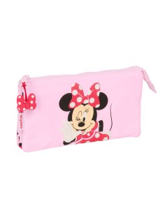 Trousse Fourre-Tout Triple Minnie Mouse Naive Rose 22 x 12 x 3 cm