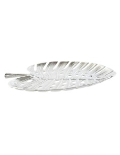 Centre de Table Home ESPRIT Argenté Aluminium Moderne Feuille d'une plante 38,5 x 28 x 3 cm