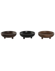 Centre de Table Home ESPRIT Marron Noir Marron Clair Bois de manguier Colonial 25 x 25 x 9 cm (3 Unités)