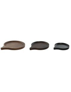 Centre de Table Home ESPRIT Marron Noir Marron Clair Bois de manguier Colonial 37 x 31 x 2,7 cm (3 Pièces)