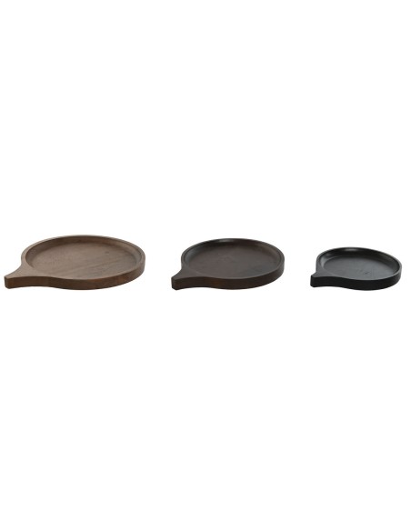 Centre de Table Home ESPRIT Marron Noir Marron Clair Bois de manguier Colonial 37 x 31 x 2,7 cm (3 Pièces)
