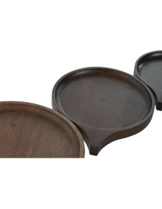 Centre de Table Home ESPRIT Marron Noir Marron Clair Bois de manguier Colonial 37 x 31 x 2,7 cm (3 Pièces) 2