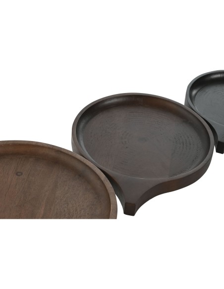 Centre de Table Home ESPRIT Marron Noir Marron Clair Bois de manguier Colonial 37 x 31 x 2,7 cm (3 Pièces)