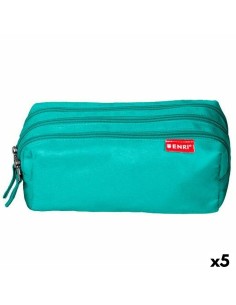 Trousse d'écolier ENRI Turquoise 21 x 7 x 11 cm (5 Unités)