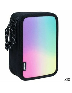Pochette à crayons triple Milan Sunset Noir 19,5 x 13 x 7,5 cm (12 Unités)
