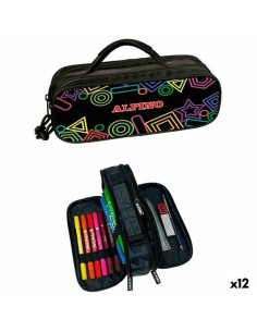 Pochette à crayons triple Alpino Mini Black Multicouleur (12 Unités)