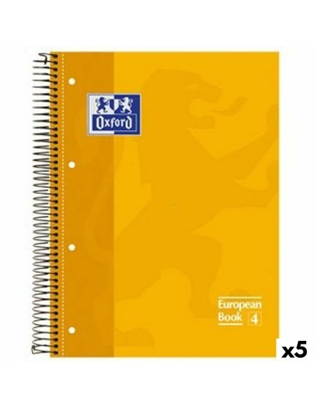 Cahier Oxford Classic Jaune A4 80 Volets (5 Unités)