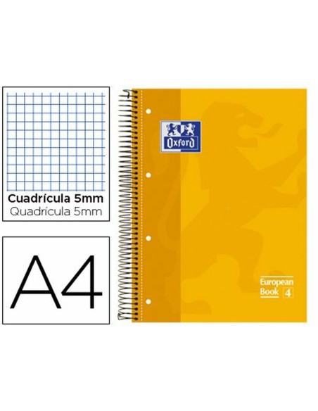 Cahier Oxford Classic Jaune A4 80 Volets (5 Unités)