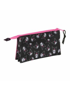 Trousse Fourre-Tout Triple Kuromi Noir Fuchsia 22 x 12 x 3 cm 2