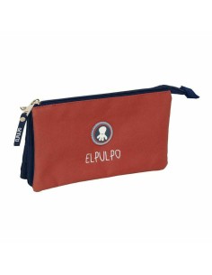 Trousse Fourre-Tout Triple El Pulpo   Rouge Blue marine 22 x 12 x 3 cm