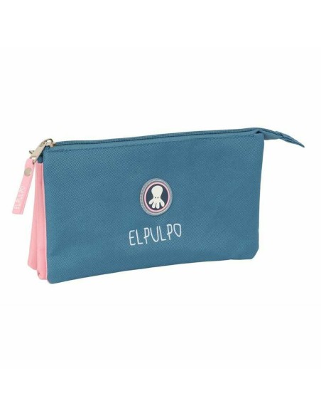 Trousse Fourre-Tout Triple El Pulpo   Bleu Rose 22 x 12 x 3 cm