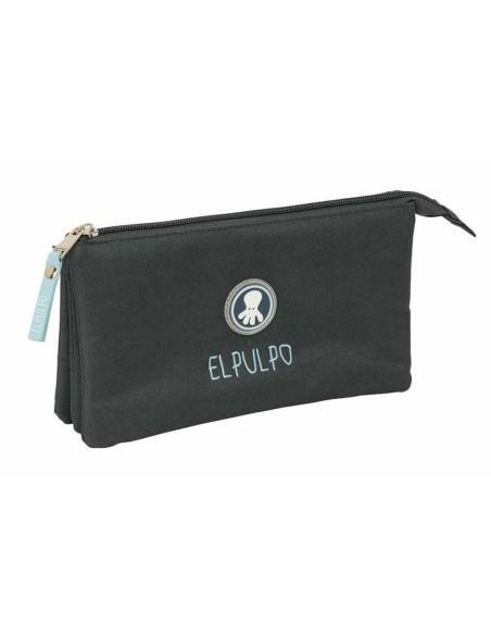 Trousse Fourre-Tout Triple El Pulpo   Gris 22 x 12 x 3 cm