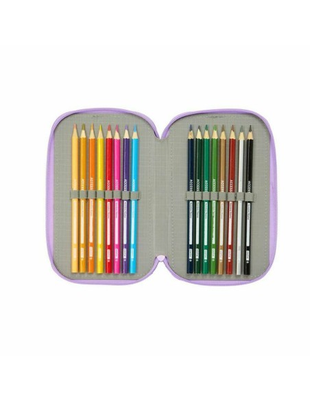 Pochette à crayons triple Unicorn Academy Lila 12,5 x 19,5 x 5,5 cm 37 Pièces