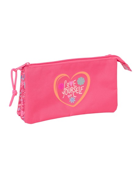 Trousse Fourre-Tout Triple Safta Feeling Rose 22 x 12 x 3 cm