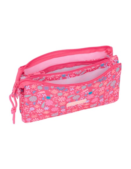 Trousse Fourre-Tout Triple Safta Feeling Rose 22 x 12 x 3 cm