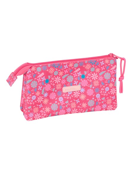 Trousse Fourre-Tout Triple Safta Feeling Rose 22 x 12 x 3 cm