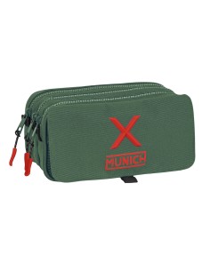 Trousse Fourre-Tout Triple Munich Verde Vert (21,5 x 10 x 8 cm)