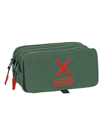 Trousse Fourre-Tout Triple Munich Verde Vert (21,5 x 10 x 8 cm)