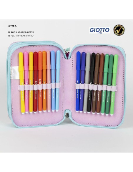 Pochette à crayons triple Gabby's Dollhouse Rose 12,5 x 6,5 x 19,5 cm