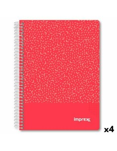 Cahier Imprex Rouge A5 80 Volets (4 Unités)