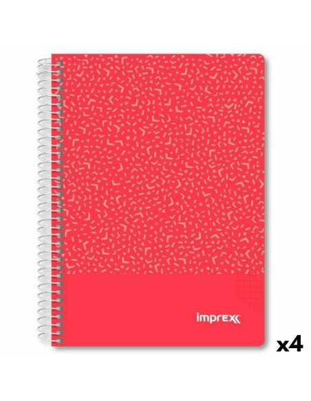 Cahier Imprex Rouge A5 80 Volets (4 Unités)