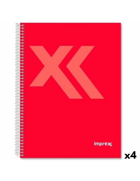 Cahier Imprex Rouge Din A4 80 Volets (4 Unités)
