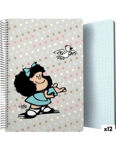 Cahier Mafalda Bird Multicouleur Din A4 80 Volets (12 Unités)