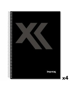 Cahier Imprex Noir A5 80 Volets (4 Unités)