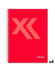 Cahier Imprex Rouge A5 80 Volets (4 Unités)