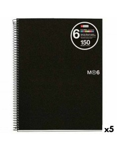 Cahier à Spirale Miquelrius Noir A5 150 Volets (5 Unités)