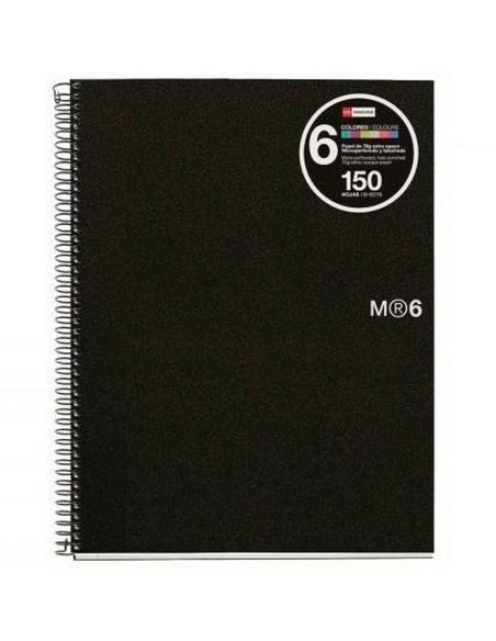 Cahier à Spirale Miquelrius Noir A5 150 Volets (5 Unités)