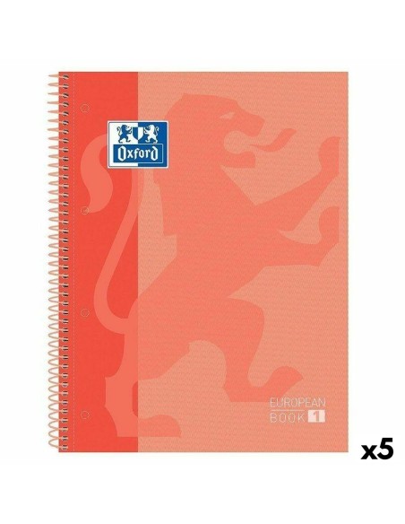 Cahier à Spirale Oxford CLASSIC EUROPEANBOOK Pêche A4 80 Volets (5 Unités)