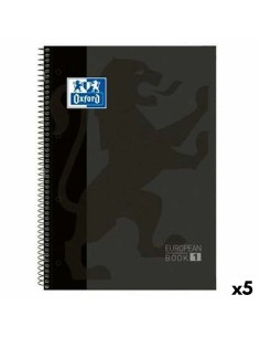 Cahier à Spirale Oxford CLASSIC EUROPEANBOOK Noir A4 80 Volets (5 Unités)
