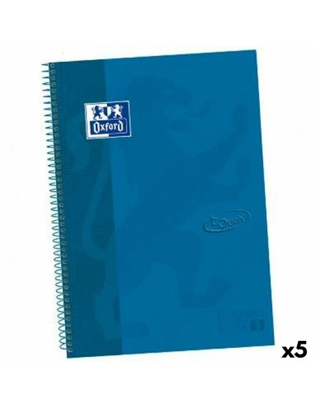 Cahier à Spirale Oxford TOUCH EUROPEANBOOK Bleu A4+ 80 Volets (5 Unités)